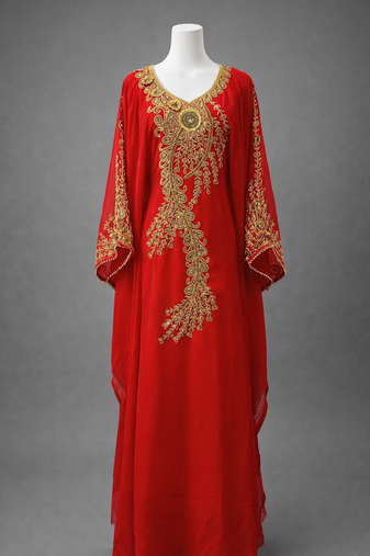  Abaya Georgette Zari Embroidered Kaftan