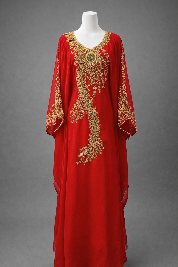  Abaya Georgette Zari Embroidered Kaftan