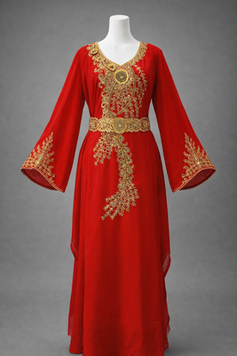  Abaya Georgette Zari Embroidered Kaftan 4