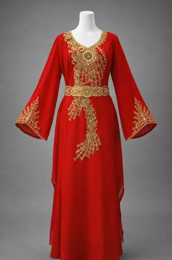  Abaya Georgette Zari Embroidered Kaftan