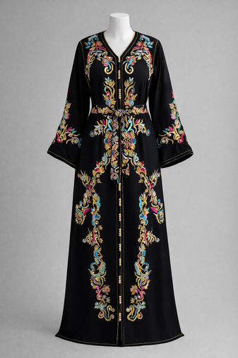 Moroccan Caftan Georgette Zari Embroidered Kaftan
