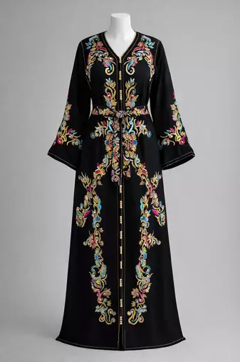 Moroccan Caftan Georgette Zari Embroidered Kaftan