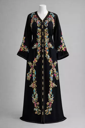 Moroccan Caftan Georgette Zari Embroidered Kaftan