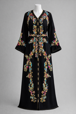Moroccan Caftan Georgette Zari Embroidered Kaftan 4