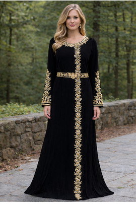  Abaya Georgette Zari Embroidered Kaftan 1