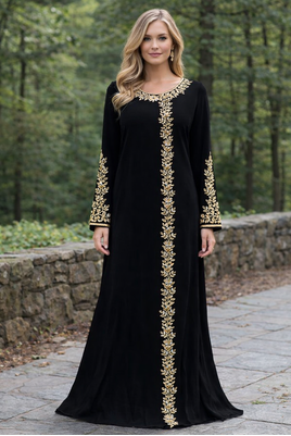  Abaya Georgette Zari Embroidered Kaftan 5