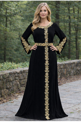  Abaya Georgette Zari Embroidered Kaftan 6