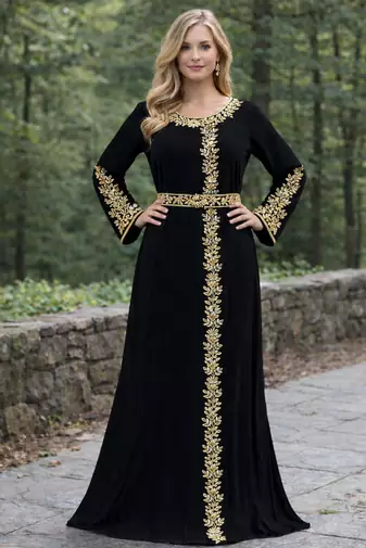  Abaya Georgette Zari Embroidered Kaftan