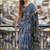 Grey color jaipur block print designer saree with blouse