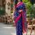 Blue color jaipur block print designer saree with blouse