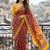 Red color jaipur block print designer saree with blouse