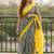 Grey color jaipur block print designer saree with blouse