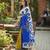 Blue color bagru fancy hand printed designer saree with blouse