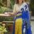 Blue color bagru fancy hand printed designer saree with blouse