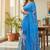 Aqua blue color bagru fancy hand printed designer saree with blouse