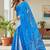 Aqua blue color bagru fancy hand printed designer saree with blouse