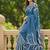 Blue color bagru fancy hand printed designer saree with blouse