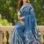 blue bagru cotton hand-printed designer saree