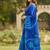 Navy blue color bagru fancy hand printed designer saree with blouse