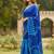 Navy blue color bagru fancy hand printed designer saree with blouse