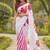 White color bagru fancy hand printed designer saree with blouse