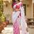 White color bagru fancy hand printed designer saree with blouse