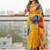 Yellow color bagru fancy hand printed designer saree with blouse