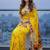 Yellow color bagru fancy hand printed designer saree with blouse