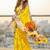 Yellow color bagru fancy hand printed designer saree with blouse