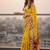 Yellow color bagru fancy hand printed designer saree with blouse