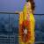 Yellow color bagru fancy hand printed designer saree with blouse