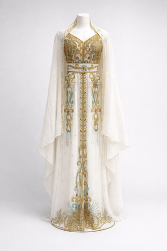  Abaya Georgette Zari Embroidered Kaftan