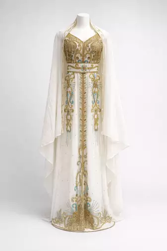  Abaya Georgette Zari Embroidered Kaftan