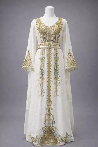  Abaya Georgette Zari Embroidered Kaftan