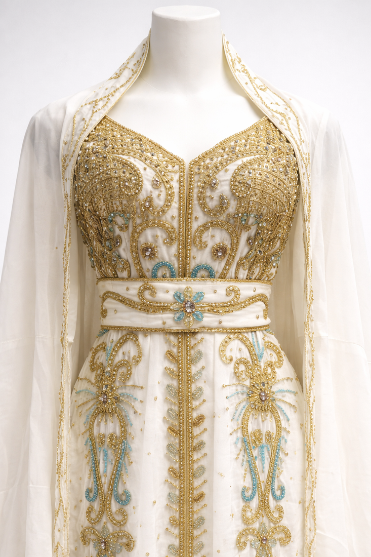  Abaya Georgette Zari Embroidered Kaftan