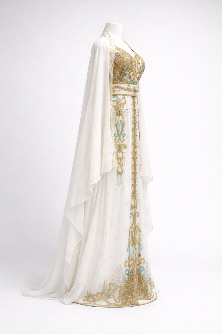  Abaya Georgette Zari Embroidered Kaftan