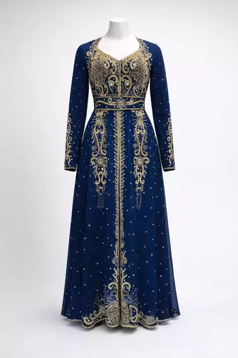  Abaya Georgette Zari Embroidered Kaftan