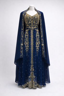  Abaya Georgette Zari Embroidered Kaftan 4