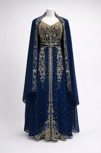  Abaya Georgette Zari Embroidered Kaftan