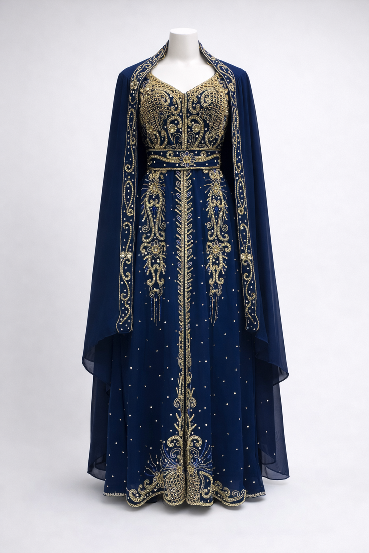  Abaya Georgette Zari Embroidered Kaftan