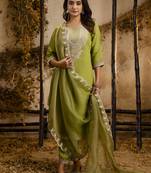 pastel silk embroidered kurta pants set