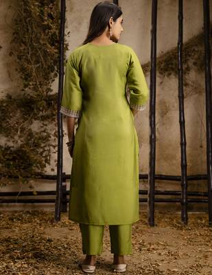 pastel silk embroidered kurta pants set 2