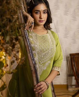 pastel silk embroidered kurta pants set 3