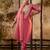 peach silk blend embroidered kurta pant set