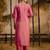 peach silk blend embroidered kurta pant set