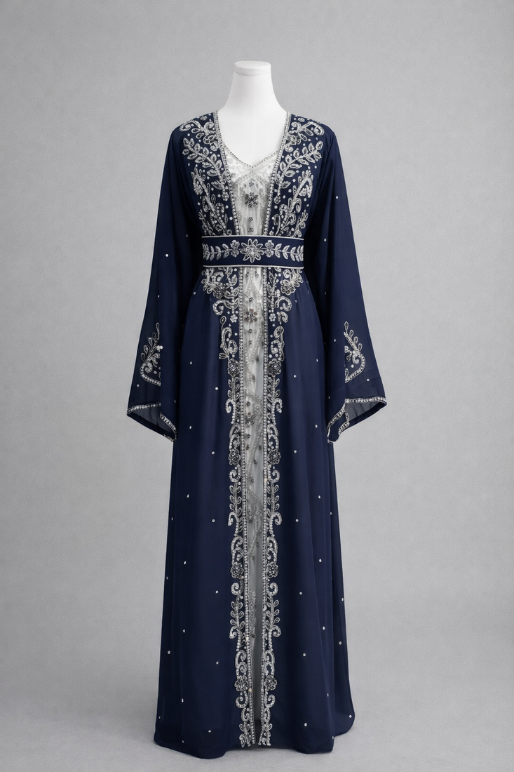  Abaya Georgette Zari Embroidered Kaftan