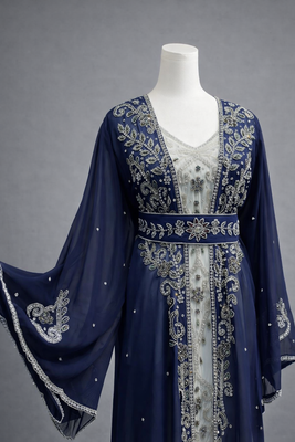  Abaya Georgette Zari Embroidered Kaftan 3