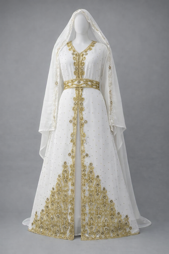  Abaya Georgette Zari Embroidered Kaftan