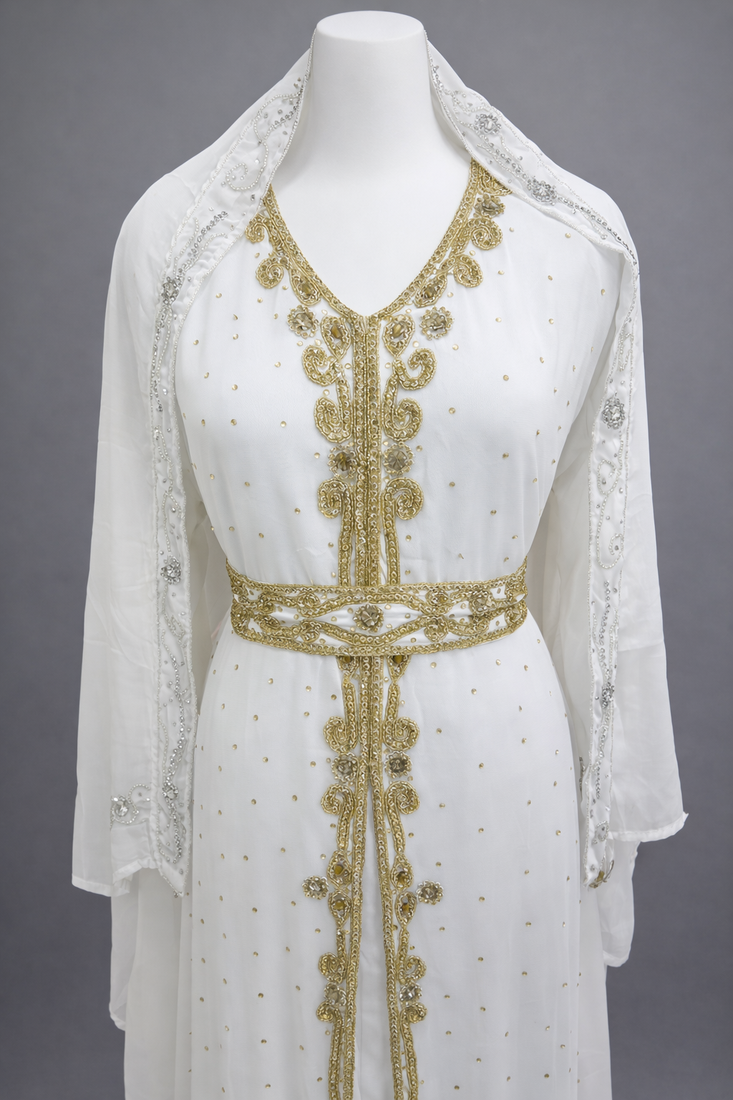  Abaya Georgette Zari Embroidered Kaftan