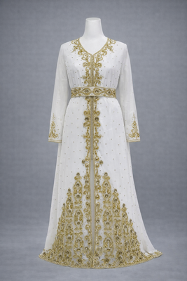  Abaya Georgette Zari Embroidered Kaftan 4
